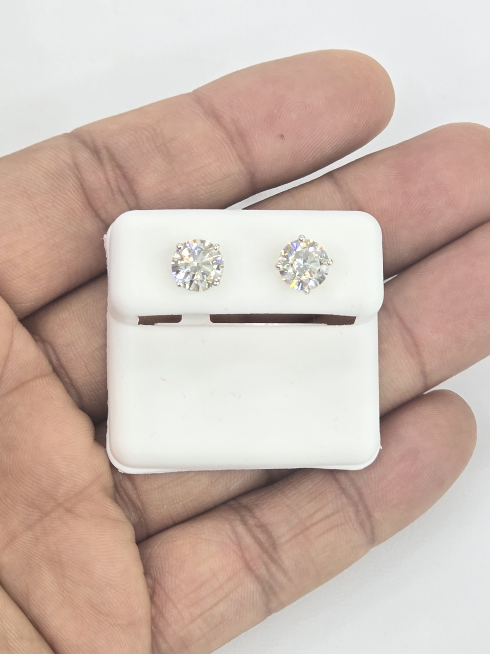 14k Real Gold Lab Grown Diamond Stud Earring 2.98 Ct Total Diamond